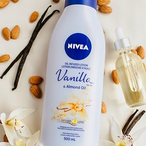NIVEA Vanilla Almond Body Lotion - Oil Infused Moisturizer with Vanilla & Almond Oil