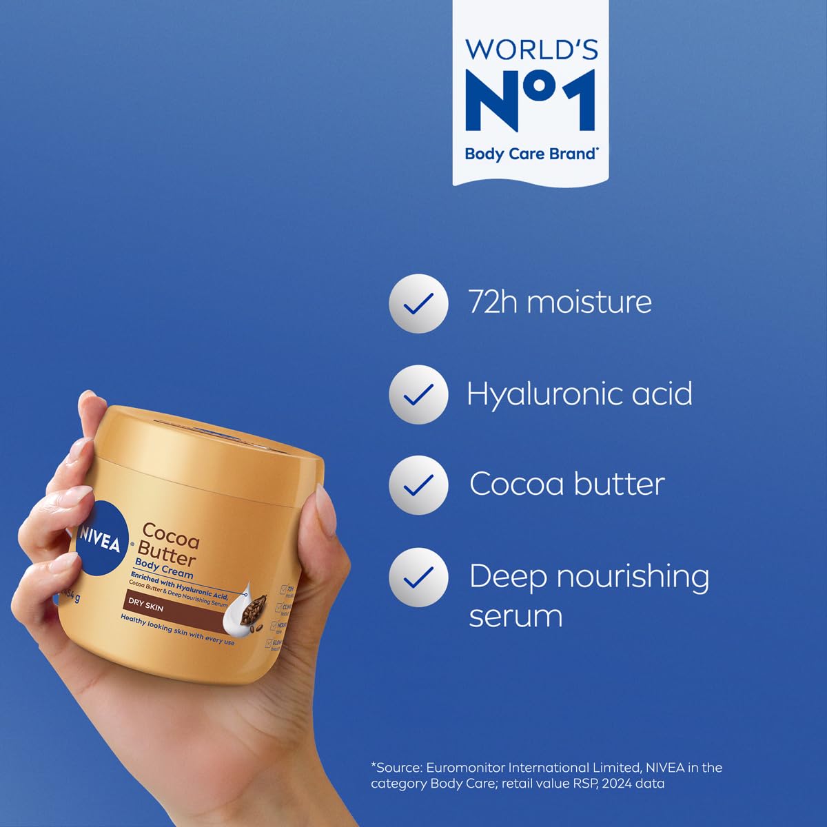 NIVEA Cocoa Butter Cream for Deep Moisturization and Soft Skin