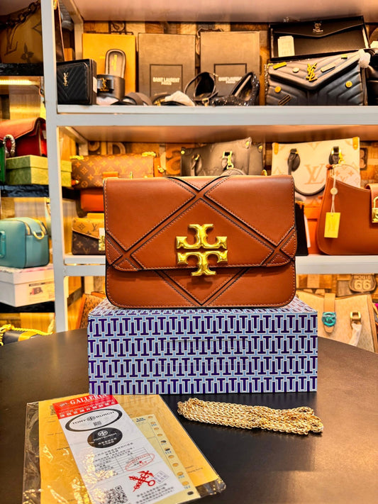 Tory Burch Eleanor Small Leather Shoulder Bag – Brown