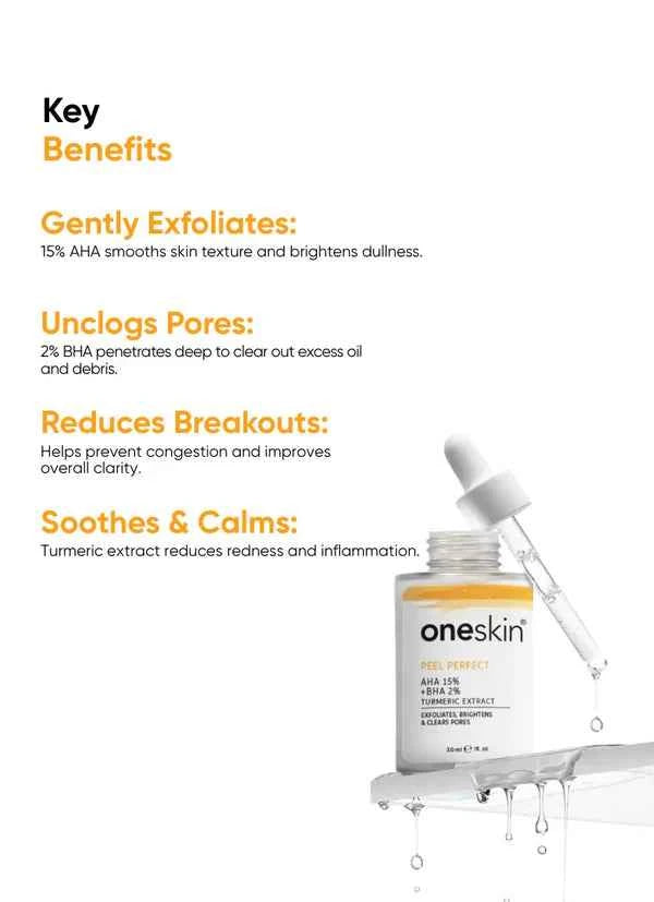 One Skin Peel Perfect AHA 15% + BHA 2% Exfoliating Serum